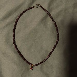 15 inch garnet necklace.  Vintage cause I bought it 25 years ago.